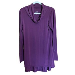 Cuddl Dudds Top Womens Medium Purple Sottwear Stretch Tunic Cowl Neck Blouse